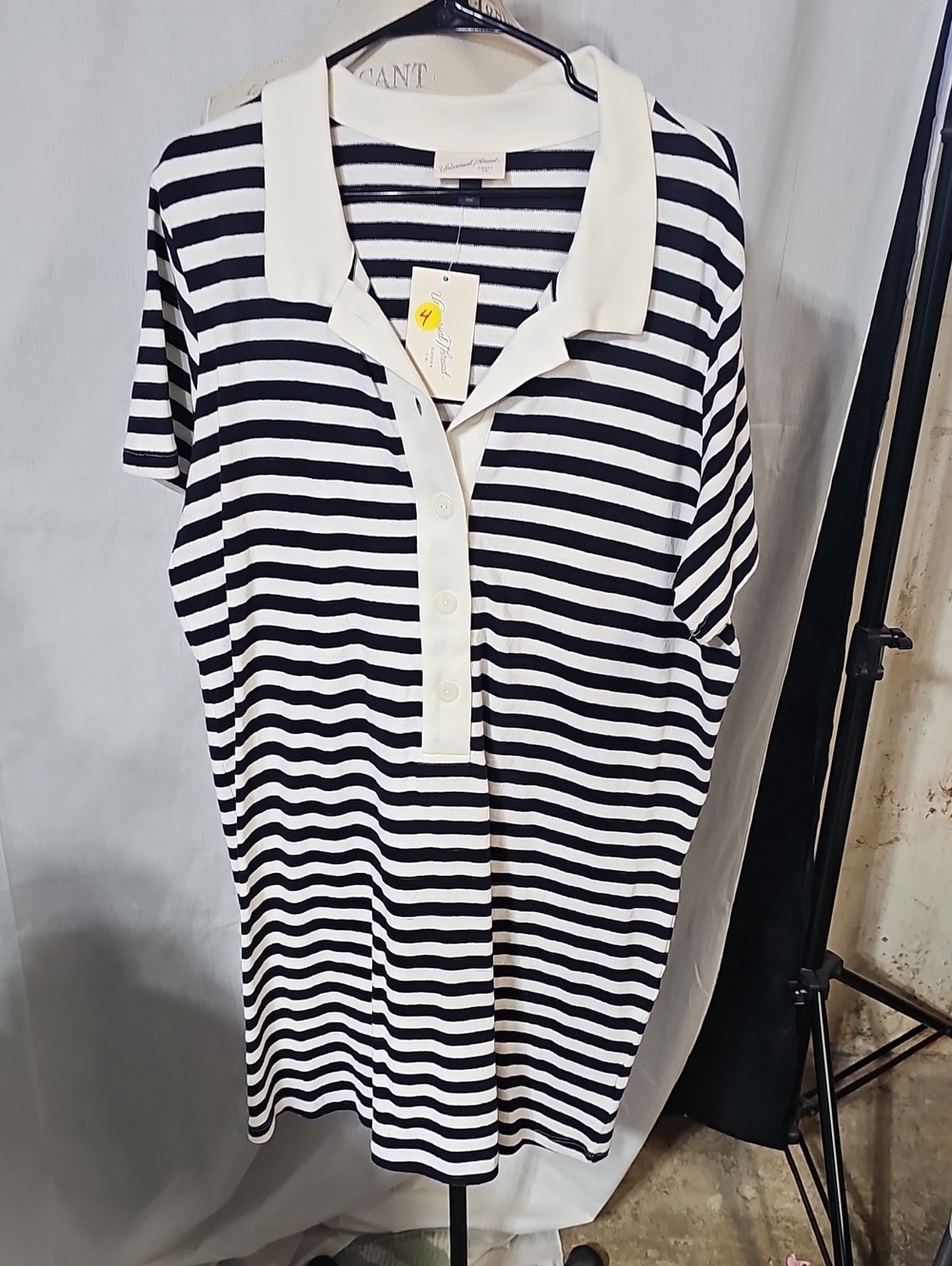 Universal Thread Black & White Striped Polo Dress